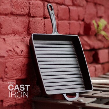 Квадратна пательня-гриль Fissman 28х4,7 см з ручкою (4137)