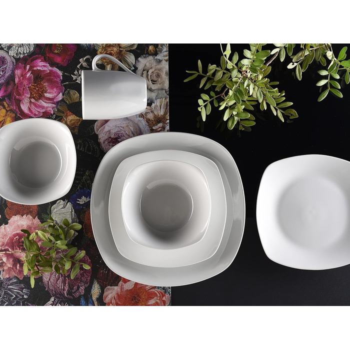 Набір посуду на 4 персони, 16 предметів, білий Square Creatable