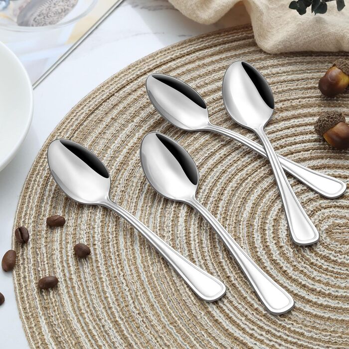 Чайні ложки BEWOS матово-чорного кольору, 16 шт. , ложки з нержавіючої сталі 13,7 см / 5,39 дюйма, чудова серія кавових ложок, десертні ложки, які можна мити в посудомийній машині, ідеально підходять для дому, ресторанів, вечірок тощо (візерунчаста ручка,