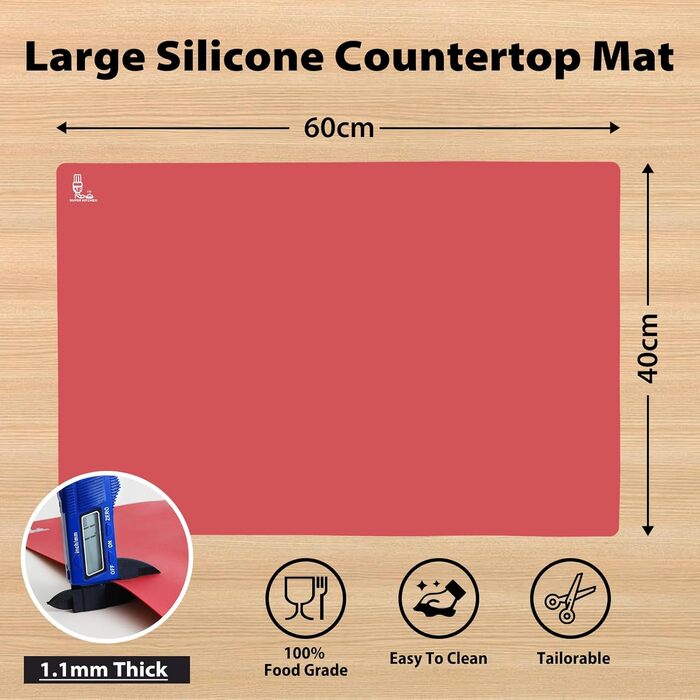 Антипригарний килимок для випічки 60 x 40 см червоний SUPER KITCHEN