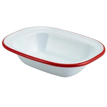 Страва глибока, 16х12х3, 5 см, емаль, червоний обідок, GenWare