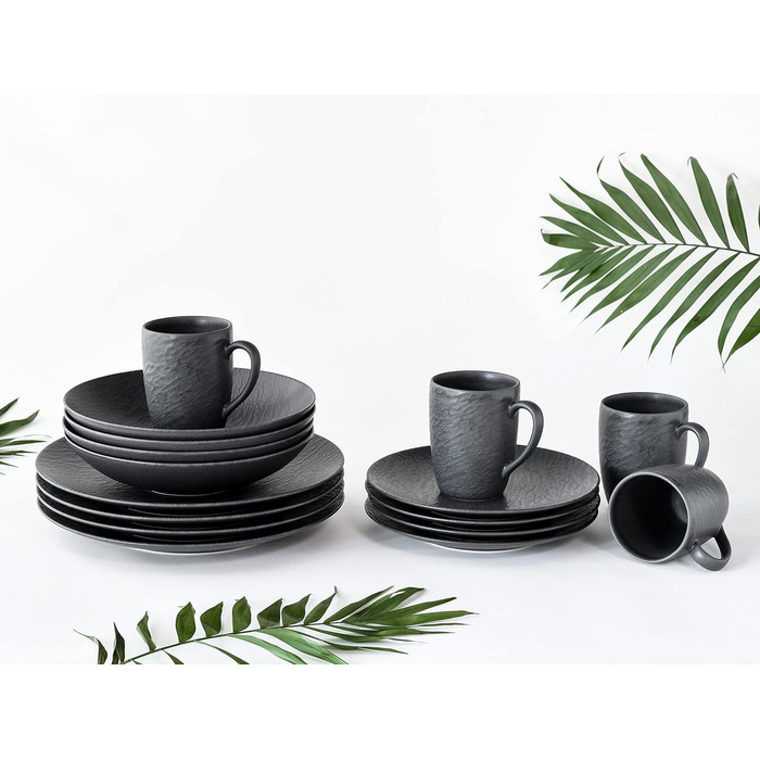 Набір посуду на 4 персони, 16 предметів, Slate Black Creatable
