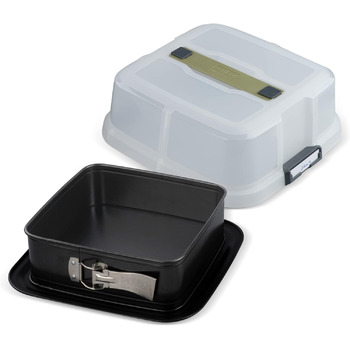 Квадратна пружинна форма Zenker Bake, Click & Go з капюшоном 24 x 24 x 8 см Форма для випічки з відповідною кришкою для прямого транспортування Форма для торта для випікання та транспортування