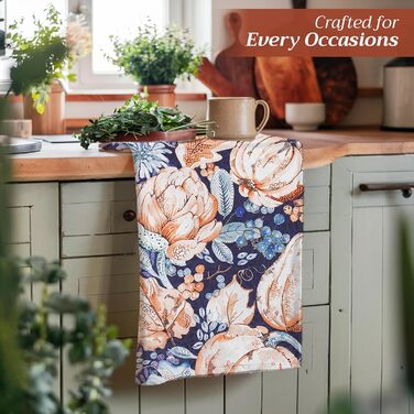 Набір з 3 багатоцільових кухонних рушників Maison d&39 Hermine Rural Christmas, 100 бавовна Барні рушники День подяки/Різдво (50 см x 70 см) (16 - Гарбузовий блакитний)