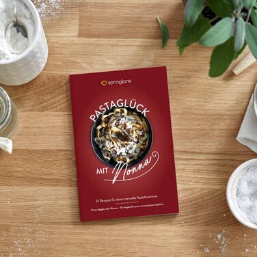 Ручна макаронна машина та 3 насадки для різання спагетті, лазаньї, тальятелле Springlane Kitchen