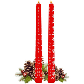 Набір з 2 різдвяних свічок у вигляді адвент-календарю 2 х 24 см, червоний UIKTSSL