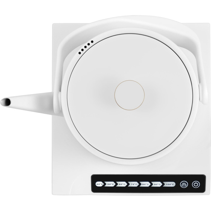 CATLER Електрочайник 0.6л, Strix, заварник, нерж. сталь, підтримка температури, сенс. керув., білий