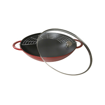 Вок зі скляною кришкою 30 см, вишневий Staub