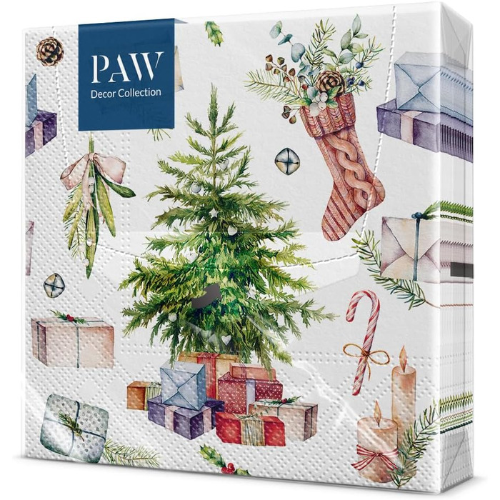 Серветки 3-шарові (33 x 33 см) 20 шт. Різнокольорові паперові серветки, ідеальні для різдвяного столу Серветки - Різдво, зима, зірки, сніг, сніговики (Різдво вдома)