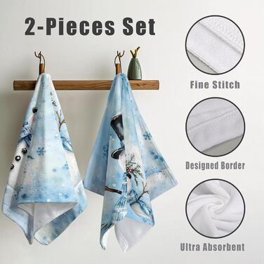 Різдвяні кухонні рушники Kwlegh, рушник для рук, різдвяна ялинка, цукерка-тростина, сніжинка, рушник для пальців, набір з 2 шт. , милий чоловічий банний рушник, високопоглинаючі рушники, 36 x (різдвяний сніговик)