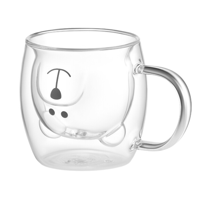 ARDESTO Набір чашок з ручками і подвійними стінками Animals, 250мл, 2шт, боросилікатне скло, прозорий