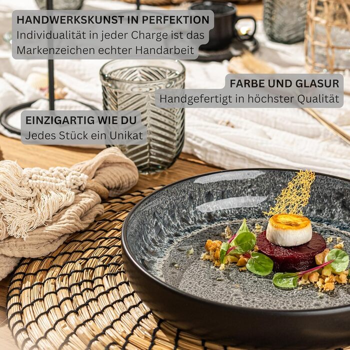 Набір із 6 тарілок для пасти темно-сірий Sänger