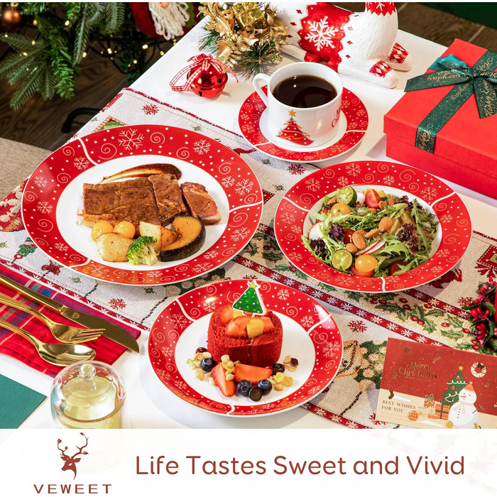 Порцеляновий різдвяний набір посуду на 6 осіб, 30 предметів VEWEET
