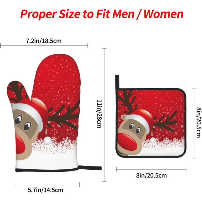 Рождественский набор из 2 прихваток и 2 перчаток для духовки, 4 предмета, красный AAPIKA