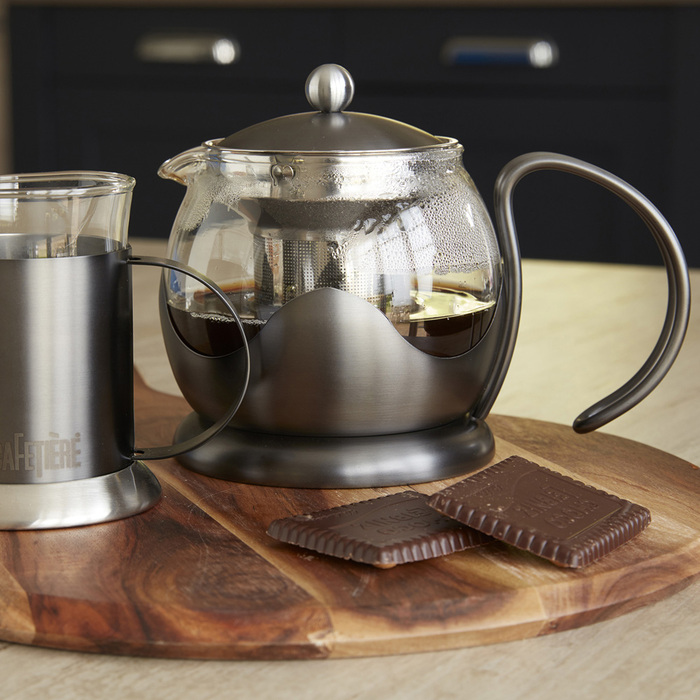 Чайник заварювальний Kitchen Craft LA CAFETIERE, сталевий зі скляною колбою, 660 мл