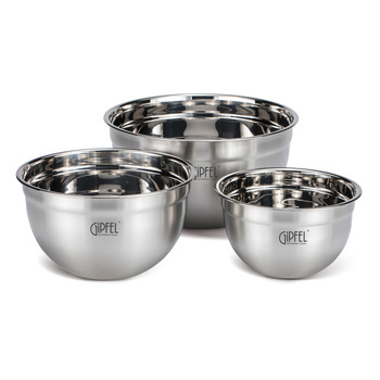 GIPFEL Набір мисок HORIZONTE 16х10см/1,5л, 20х12см/2,7л, 24х13см/4,2л. Матеріал: нерж. сталь 18/0. Товщина: 0,6мм 51159 GIPFEL
