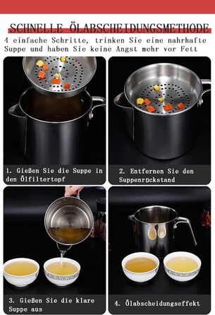 Сепаратор для відокремлення жиру 1,3 л з кришкою, нержавіюча сталь YITAIYUAN