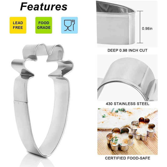 Формочки для печива Alintor, 12 шт. , виготовлені з нержавіючої сталі, металеві, формочки для печива для наповнення адвент-календаря, набір для випікання фонданового печива, прикраси торта (Великдень)