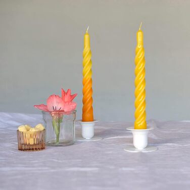 Свічки з крученим конусом, виготовлені в Італії, доступні 25 кольорів, лаковані настільні свічки, спіральні свічки з тривалим часом горіння 5 годин, декоративні свічки, 6 шт. , 2,2 x 21 см (жовті)