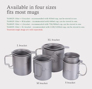 Титановий кавовий фільтр iBasingo поверх безпаперового фільтра для кави Налийте легку портативну кав'ярню на відкритому повітрі для кемпінгу Домашній сад Офіс багаторазова крапельниця для кави (фільтр і кронштейн(и) Ti6002P)