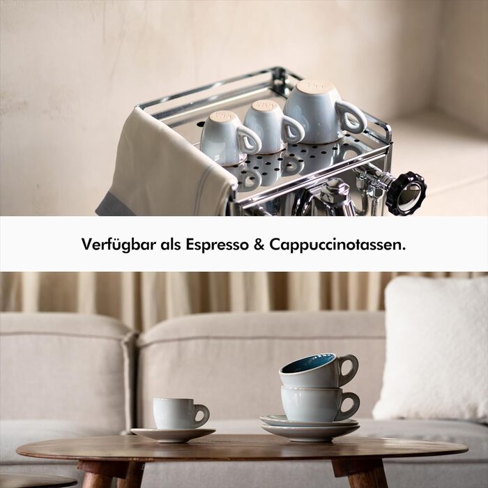 Чашки для капучино 180 мл с блюдцами, набор 4 предмета, темно-синие KIVY