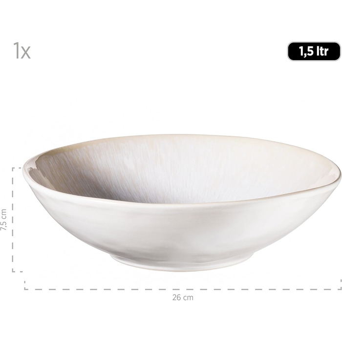 Набір мисок MSER Frozen Frozen з 9 предметів з красивої кераміки, 1 салатниця, 4 рамен і 4 миски для занурення, органічні форми у вінтажному вигляді, ручна глазур, керамограніт, 26 (білих)