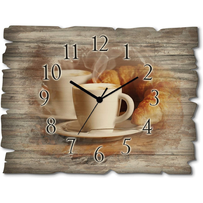 Настінний декор настінний годинник без цокання з дерева радіогодинник безшумний прямокутний 40x30 см їжа бакалія спеції трави лимон чилі вінтажний сільський U1RK трави (капучино, радіогодинник)