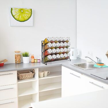 Стійка кухонна для баночок зі спеціями на 4 полиці, чорна Bomclap