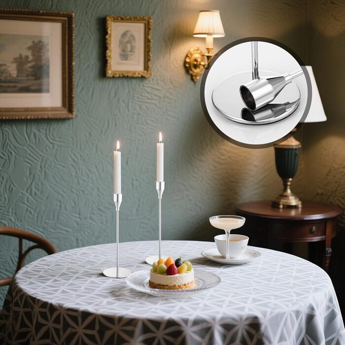 Металеві свічники із 6 предметів, 33/28/23 см, срібний LIAILA