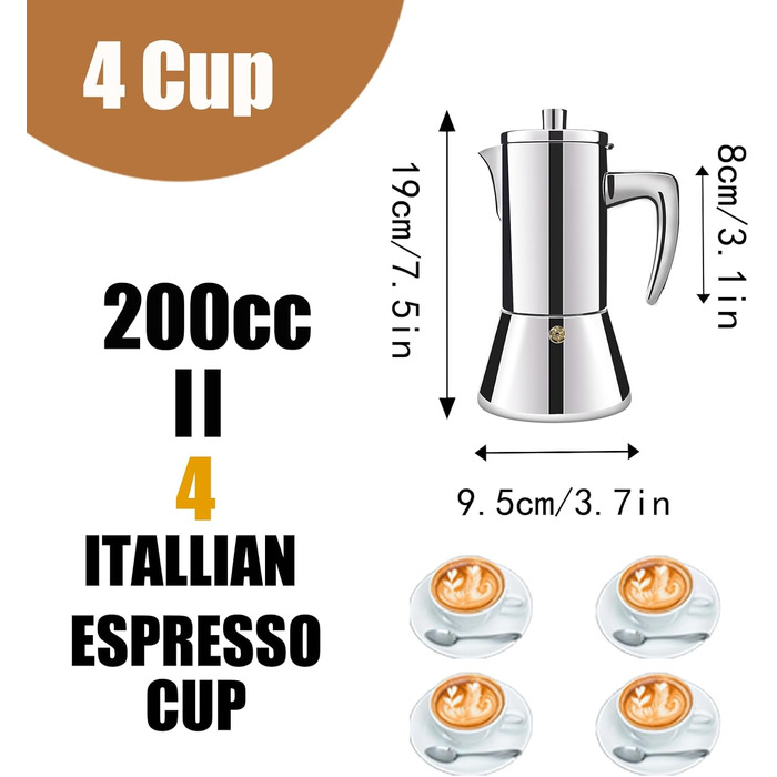 Кавоварка еспресо 200 мл на 4 чашки DITOSH