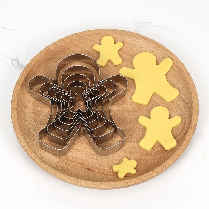 Різдвяні формочки для печива, набір формочок для печива гном Санта Клаус, формочка для печива з нержавіючої сталі у формі лося, формочка для печива з 4 головами лося, подарункові формочки для печива для випікання помадних тортів (барвиста тема A5)