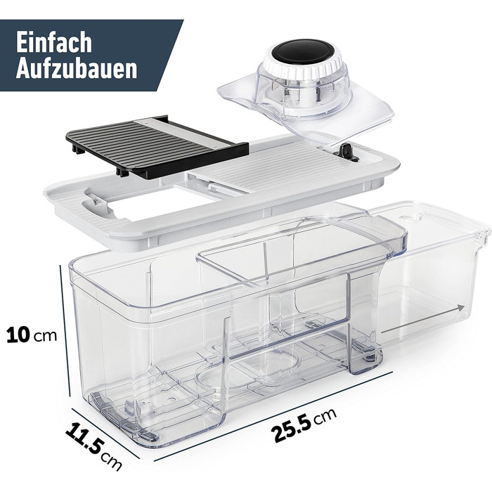 Овочерізка мандоліна, овочерізка, нарізка для огірків, нарізка для цибулі, картоплерізка, фрукторізка, терка для овочів та сиру, різак для жульєну (все в 1, білий)