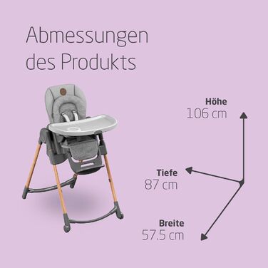 Дитячий стільчик для годування від 0 до 14 сірий Minla Maxi-Cosi