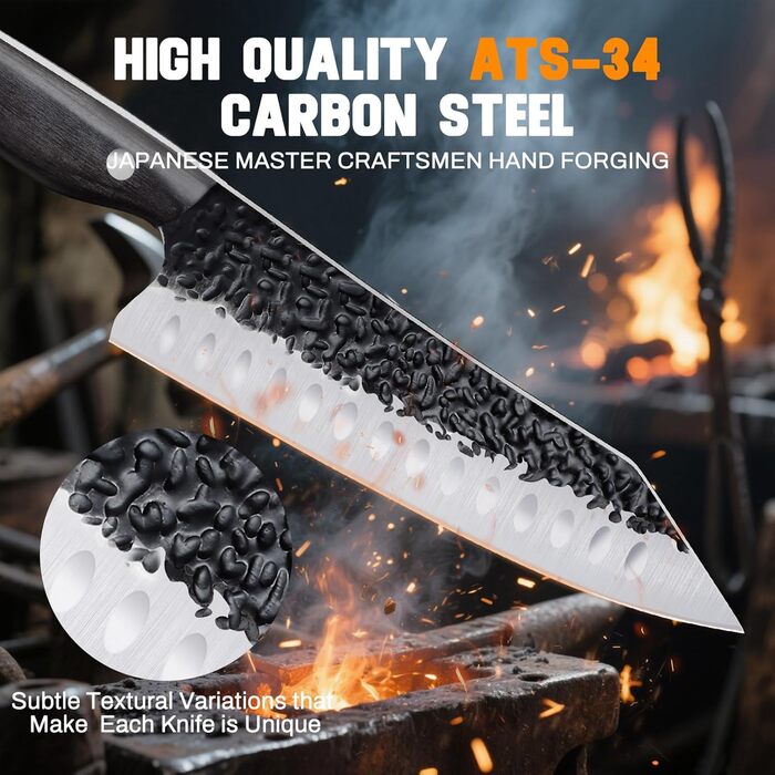 Кухонний ніж &quotФіолетовий дракон&quot, гострий ніж з ергономічною дерев&39яною ручкою для нарізання овочів, фруктів та м&39яса, подарунок татові мамі на день народження (сантоку)