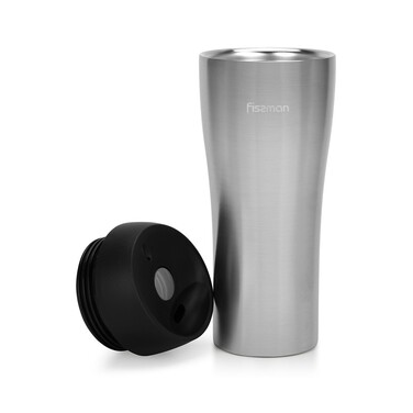 Термокухоль Fissman 420 мл, колір чорний нержавіюча сталь (9886)