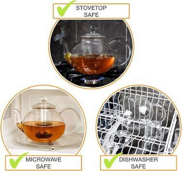 Скляний чайник із вставкою сітчастого фільтра та кришкою Kitchen Kite