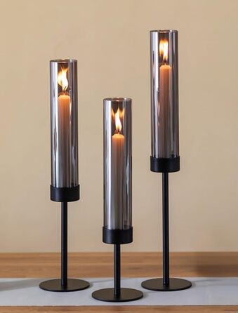 Підсвічник з чорним склом 45,40,34 см Sziqiqi