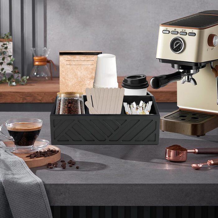 Органайзер для кавових аксесуарів, снеків, столових приладів, канцелярії дерев`яний, чорний Atliberswo