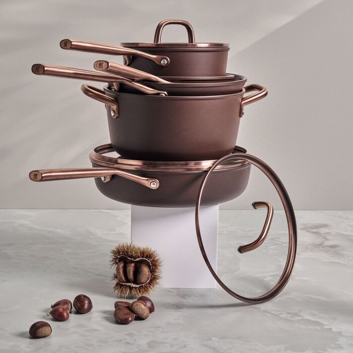 Сотейник 18 см зі скляною кришкою, коричневий Milano Zwilling