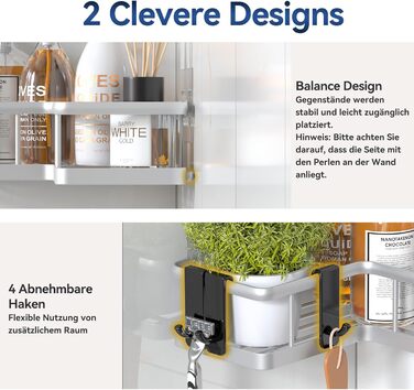 Набір кутових полиць для душу, 3 предмети, сріблястий YASONIC