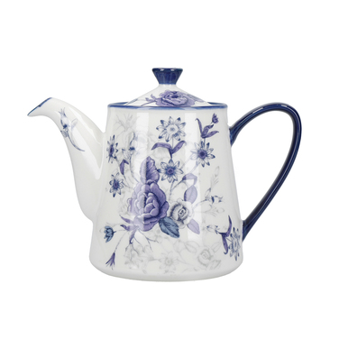 Чайник заварювальний London Pottery BLUE ROSE, кераміка, мигдальна слонова кістка/синій, 900 мл