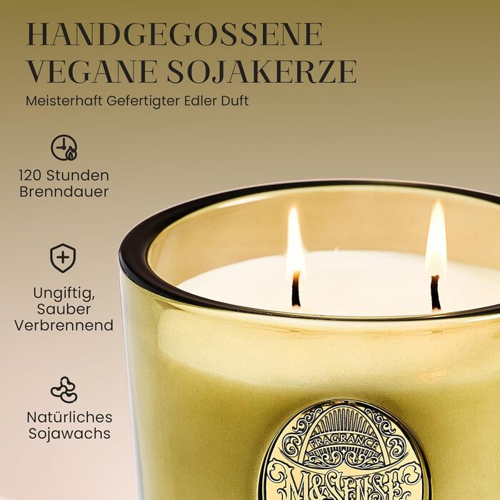 Ароматна свічка M&SENSE Лісова хатина, ароматичні свічки у склянці, натуральна соєва свічка, час горіння 55 годин, подарункові свічки для жінок та чоловіків, подарункова свічка (сандалове дерево та жасмин, 560 г)