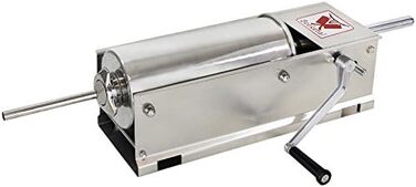 Промислова машина для наповнення ковбас Beeketal &39BTH07&39 з нержавіючої сталі (об&39єм 7 л/горизонтальна конструкція), професійна машина для наповнення ковбас з 2-швидкісним повністю металевим механізмом і рукояткою, включаючи 5 насадок для напов