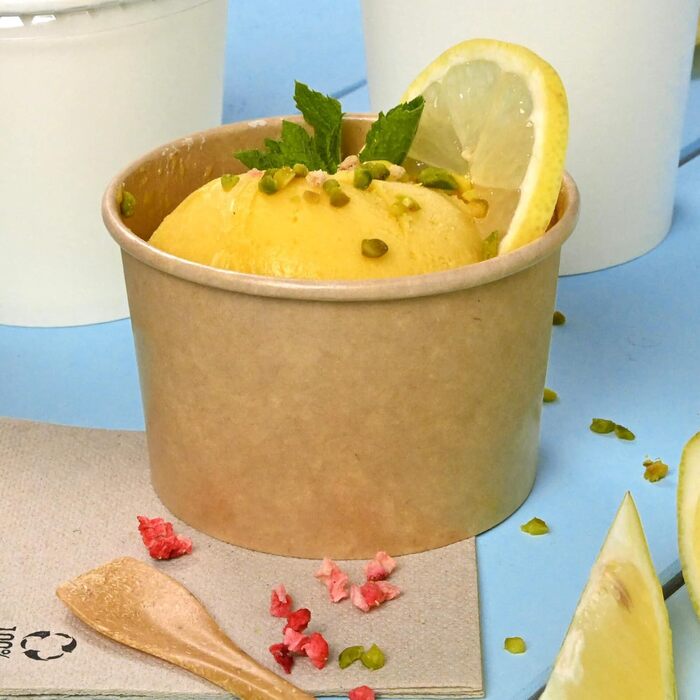 Картонні стаканчики для морозива 400 мл - Одноразові стаканчики без пластику та біорозкладні - Десертні миски на винос (коричневі, 200 мл (50 шт. )), 50 шт.