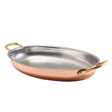 Сковорода для подачі 30*21 см, овальна, мідне покриття GenWare