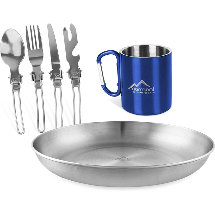 Набір столового посуду для кемпінгу, 6 предметів, синій Normani