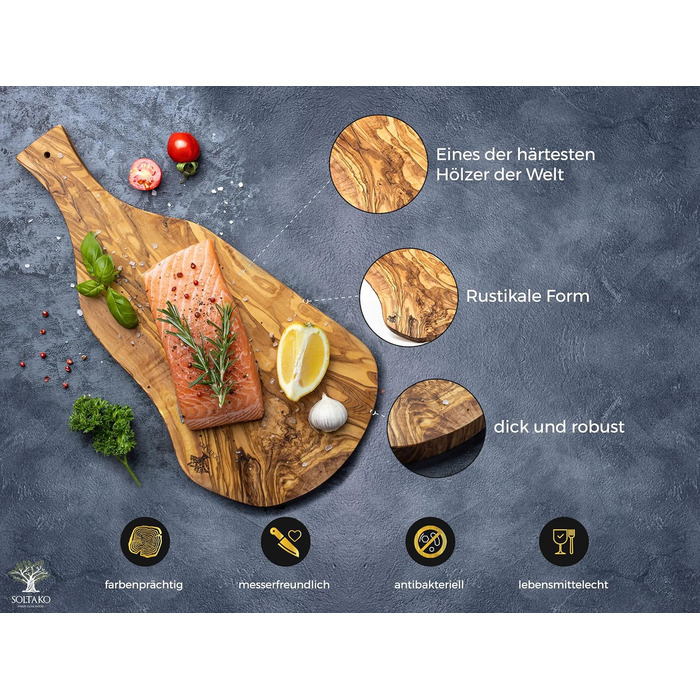 Дошка для стейку Oivenhoz з пазом для соку, набір з 2 шт., 40 см, Димчастий барбекю (45Д x 17Ш см, рустикальний стиль, без пазу для соку)