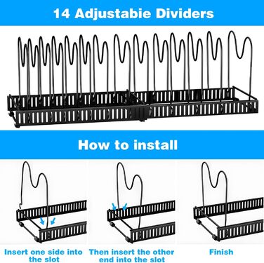 Підставки для посуду з 14 регульованими відділенями чорний ZLPBAO