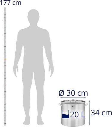 Каструля 20 л з нержавіючої сталі з кришкою 30 смRoyal Catering