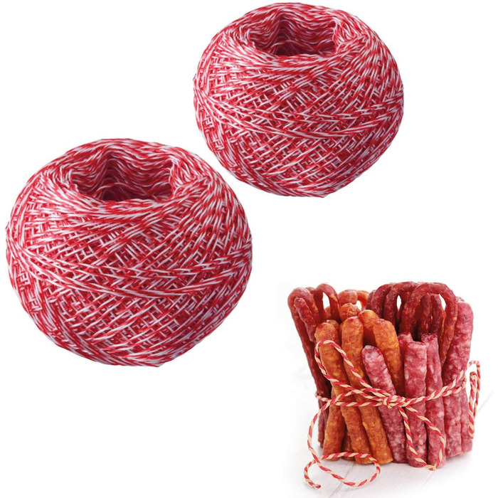 Нитка кухонна 60 м для ковбасок, набір 2 предмети, біло-червона Westmark